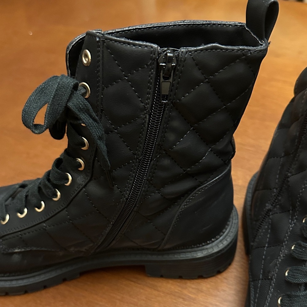 Bebe Black Quilted Boots with Gold Studs - Picture 8 of 13
